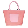 Salmon Raffia Midi Tote