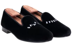 Shaken Stirred Black Velvet Slipper (Men)
