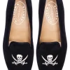 Skull Black Velvet Slipper (Men)