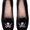 Skull Black Velvet Slipper (Women)