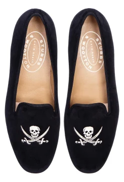 Skull Black Velvet Slipper (Men)