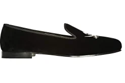 Skull Black Velvet Slipper (Men)