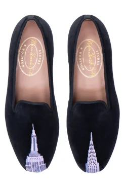 Skyscraper Black Velvet Slipper (Men)