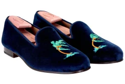 Storm Naval Velvet Slipper (Wide)