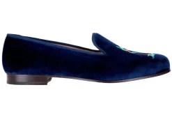 Storm Naval Velvet Slipper (Wide)