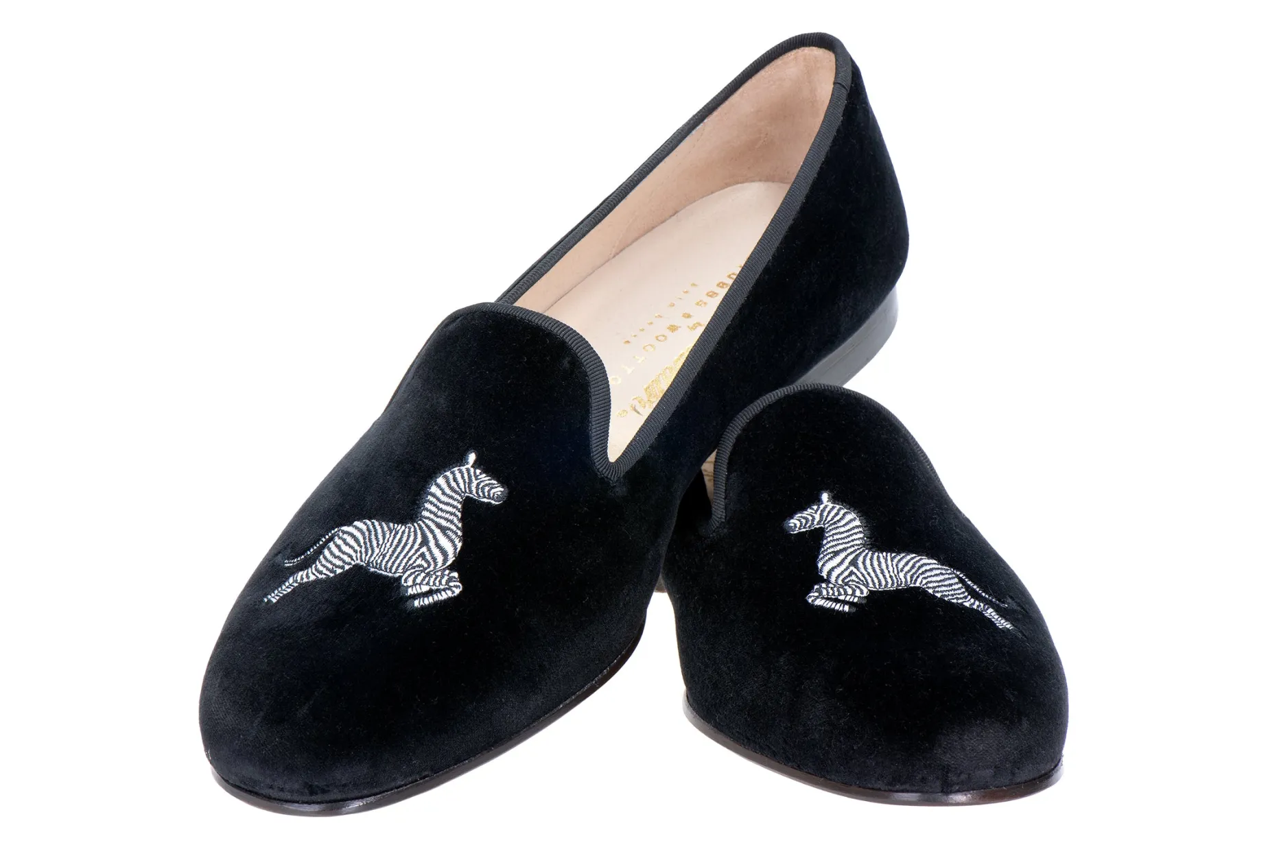 Zebra Black Velvet Slipper (Men)