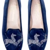 Zebras Navy Velvet Slipper (Women)
