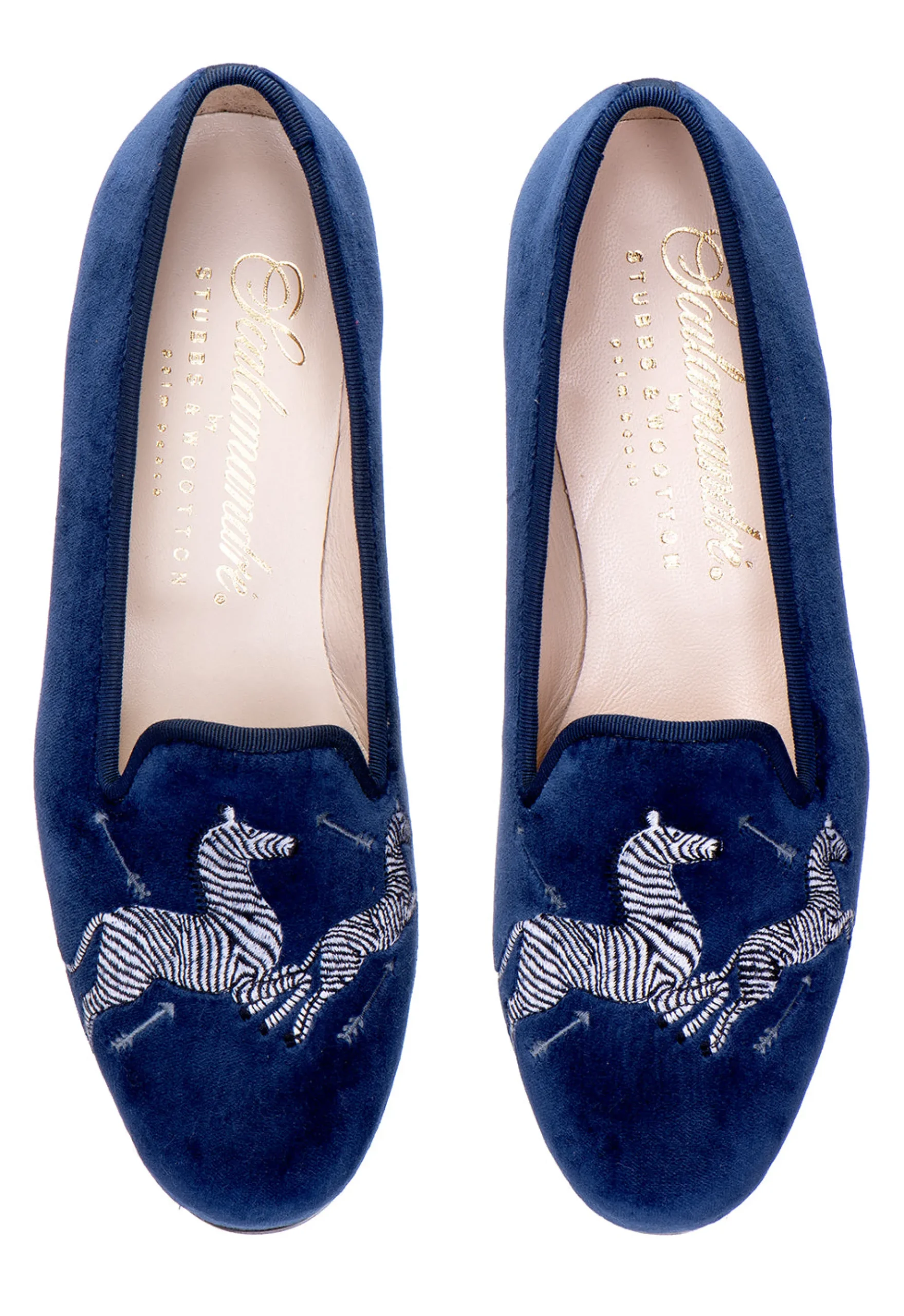 Zebras Navy Velvet Slipper (Men)
