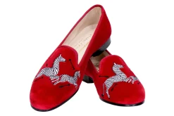 Zebras Red Velvet Slipper (Women)