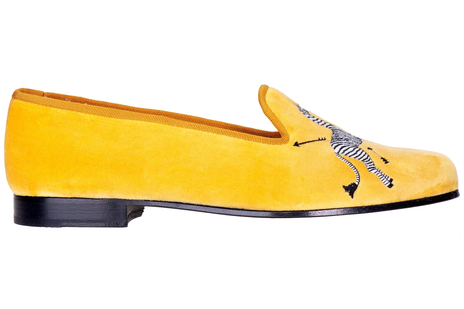Zebras Yellow Velvet Slipper (Men)